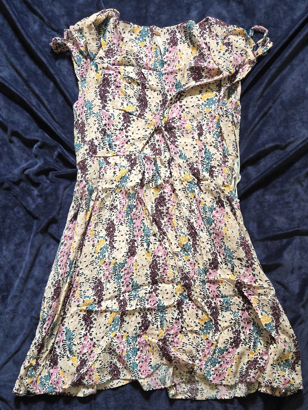 Free People Cream Floral Dress with Pink, Teal & Mustard Accents